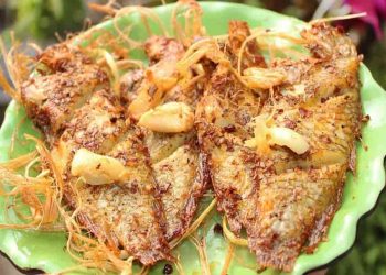 Cá mó chiên giòn chấm mắm chua cay tỏi ớt